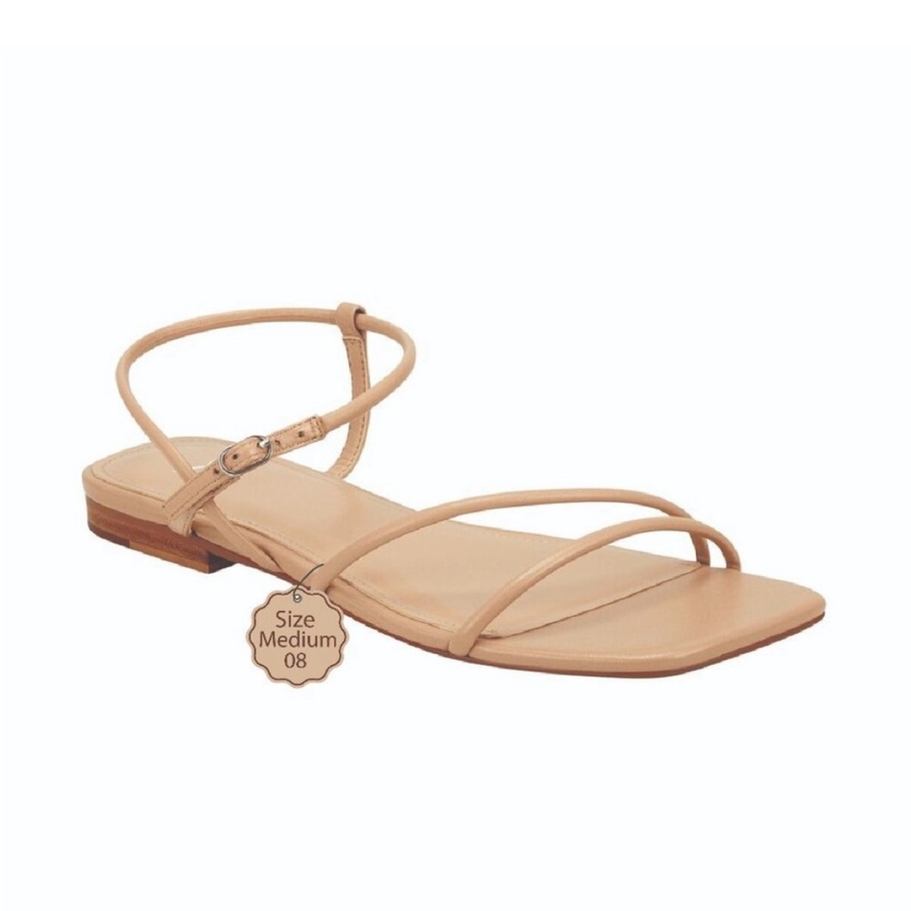 Marc Fisher 9M Tan Minimalist Sandals with Cross-Straps